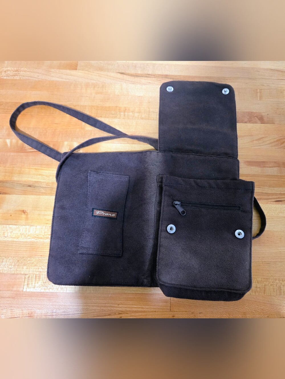 Prana Brown Suede Crossbody Bag